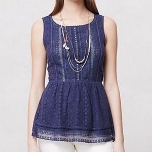 Anthropologie- One September Lace Peplum Top M